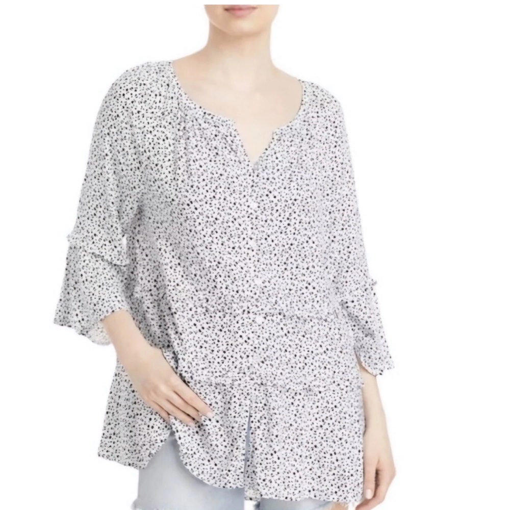 BeachLunchLounge Women's Suella Tiered Top Size S Floral ditsy print NWOT